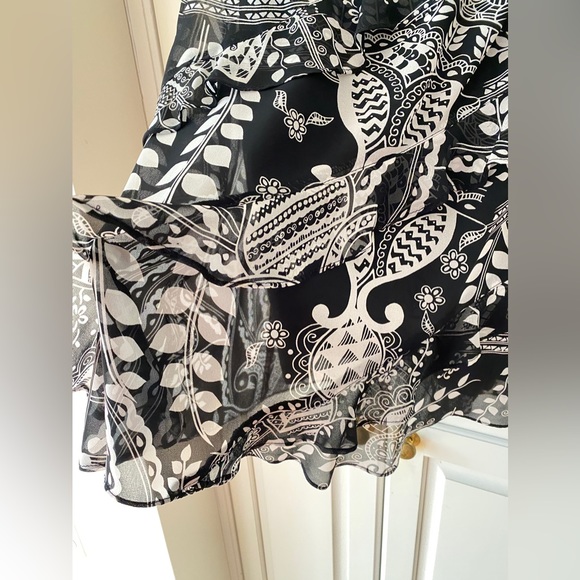 Flounced patterned midi Chiffon Skirt by FansNoFence. Full lined. XS. - Picture 4 of 10